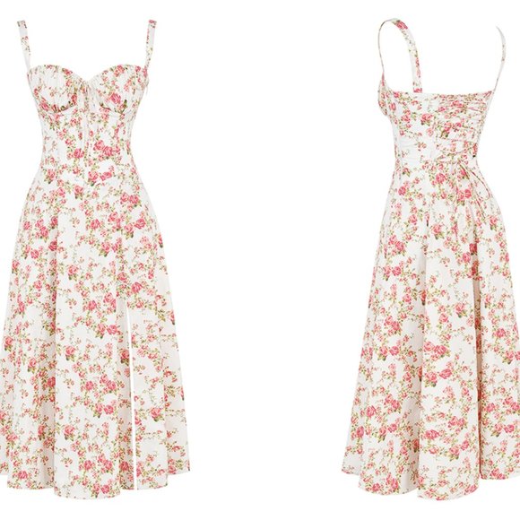 HOUSE OF CB 'Carmen' Rose Print Bustier Sundress NWOT - Picture 5 of 8